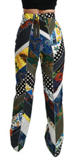Dolce & Gabbana Multicolor Print High Waist Straight Pants - IT40|S - Trousers