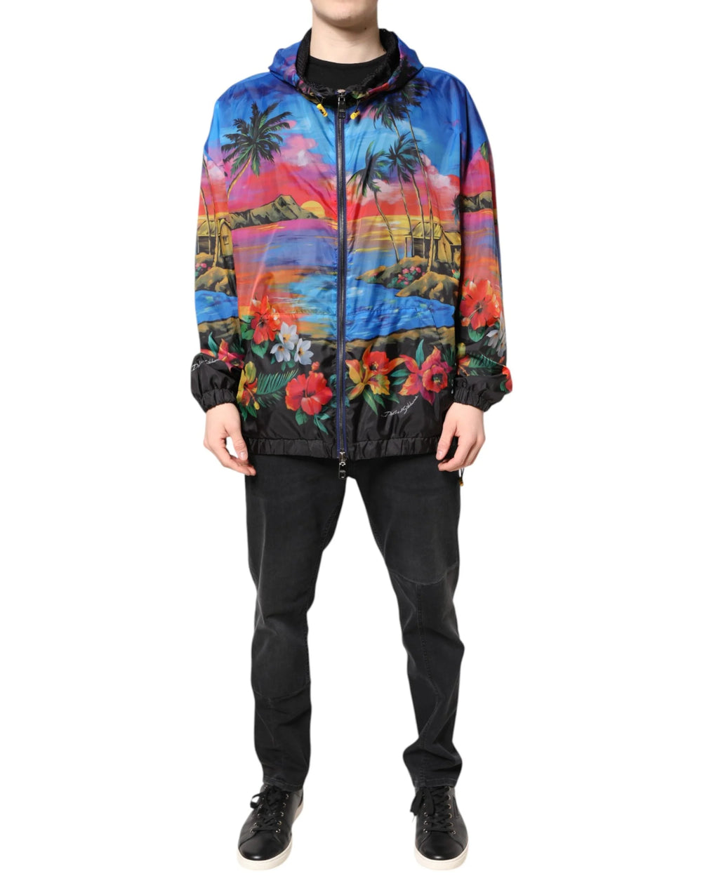 Dolce & Gabbana Multicolor Print Hooded Windbreaker Jacket - IT50 | L - Windbreakers