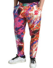 Dolce & Gabbana Multicolor Printed Linen Men Trouser Pants - Chinos