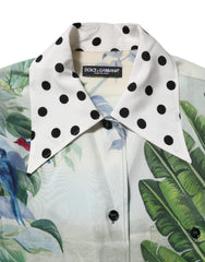 Dolce & Gabbana Multicolor Printed Silk Collared Shirt Top - IT36|XXS - Blouses