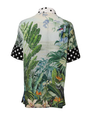 Dolce & Gabbana Multicolor Printed Silk Collared Shirt Top - IT36|XXS - Blouses