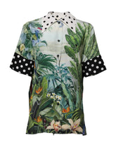 Dolce & Gabbana Multicolor Printed Silk Collared Shirt Top - IT36|XXS - Blouses
