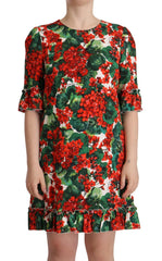 Dolce & Gabbana Multicolor Red Floral Shift Gown Dress - IT44|L - Dresses