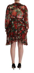 Dolce & Gabbana Multicolor Red Floral Silk Long Maxi Dress - IT40|S - Dresses