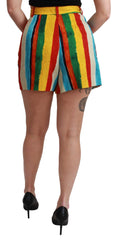 Dolce & Gabbana Multicolor Riga Pittorica Mini Shorts - IT42|M - Short Trousers