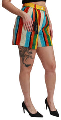 Dolce & Gabbana Multicolor Riga Pittorica Mini Shorts - IT42|M - Short Trousers