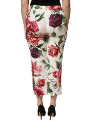 Dolce & Gabbana Multicolor Rose Floral Cropped Trousers Pants - IT42|M