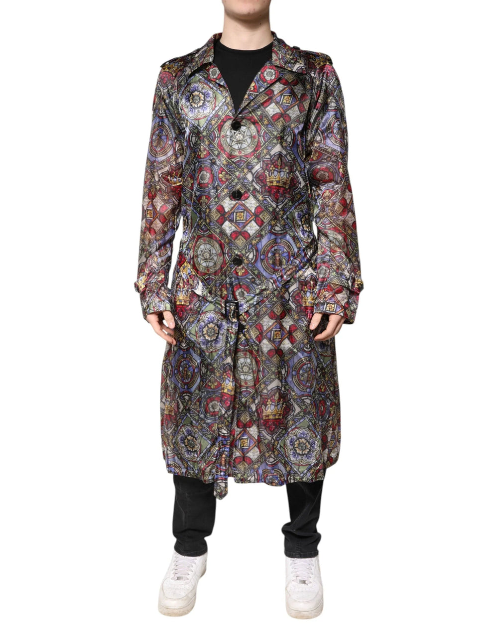 Dolce & Gabbana Multicolor Royal Bee Crown Trench Coat Jacket - IT48 | M - Trench Coats