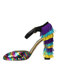 Dolce & Gabbana Multicolor Sequin Crystal Mary Jane Shoes - EU40/US9.5