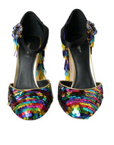 Dolce & Gabbana Multicolor Sequin Crystal Mary Jane Shoes - EU40/US9.5