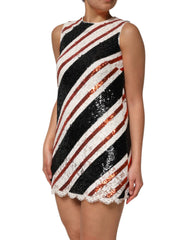 Dolce & Gabbana Multicolor Sequin Embellished Shift Dress - IT36|XXS - Dresses