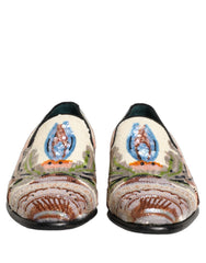 Czarne loafersy Dolce & Gabbana z haftowanymi cekinami w wielokolorowym wzorze – EU43/US10