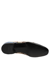 Dolce & Gabbana men's multicolor sequin embroidered loafers featuring a vibrant floral pattern and leather trim.