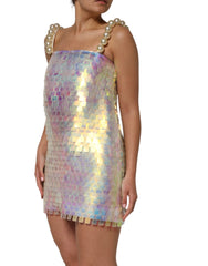 Dolce & Gabbana Multicolor Sequin Holographic Mini Dress - IT40|S - Dresses