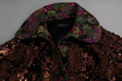 Dolce & Gabbana Multicolor Sequined Long Coat Jaquard Jacket - IT40|S - Overcoats