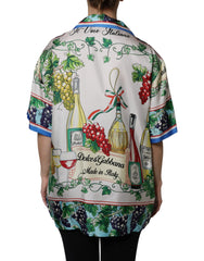Dolce & Gabbana Multicolor Short Sleeve Silk Food Shirt Top - IT42|M - Blouses