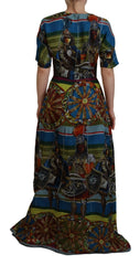 Dolce & Gabbana Multicolor Sicily Silk A-line Long Gown Dress - IT40|S - Dresses