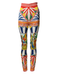 Dolce & Gabbana Monivärinen silkki Carretto - Leggingsit, joustava vyötärö - IT40| L