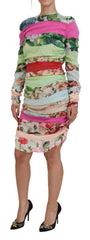 Dolce & Gabbana Multicolor Silk Floral Bodycon Sheath Dress - Dresses