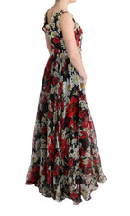 Dolce & Gabbana Multicolor Silk Floral Crystal Long Maxi Dress - IT44|L - Dresses