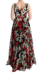 Dolce & Gabbana Multicolor Silk Floral Crystal Long Maxi Dress - IT44|L - Dresses