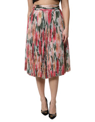 Dolce & Gabbana Multicolor Silk Floral High Waist Midi Skirt - Skirts