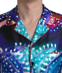Dolce & Gabbana Multicolor Silk Psychedelic Print Men Pajama Shirt - IT40 | M - Pajamas