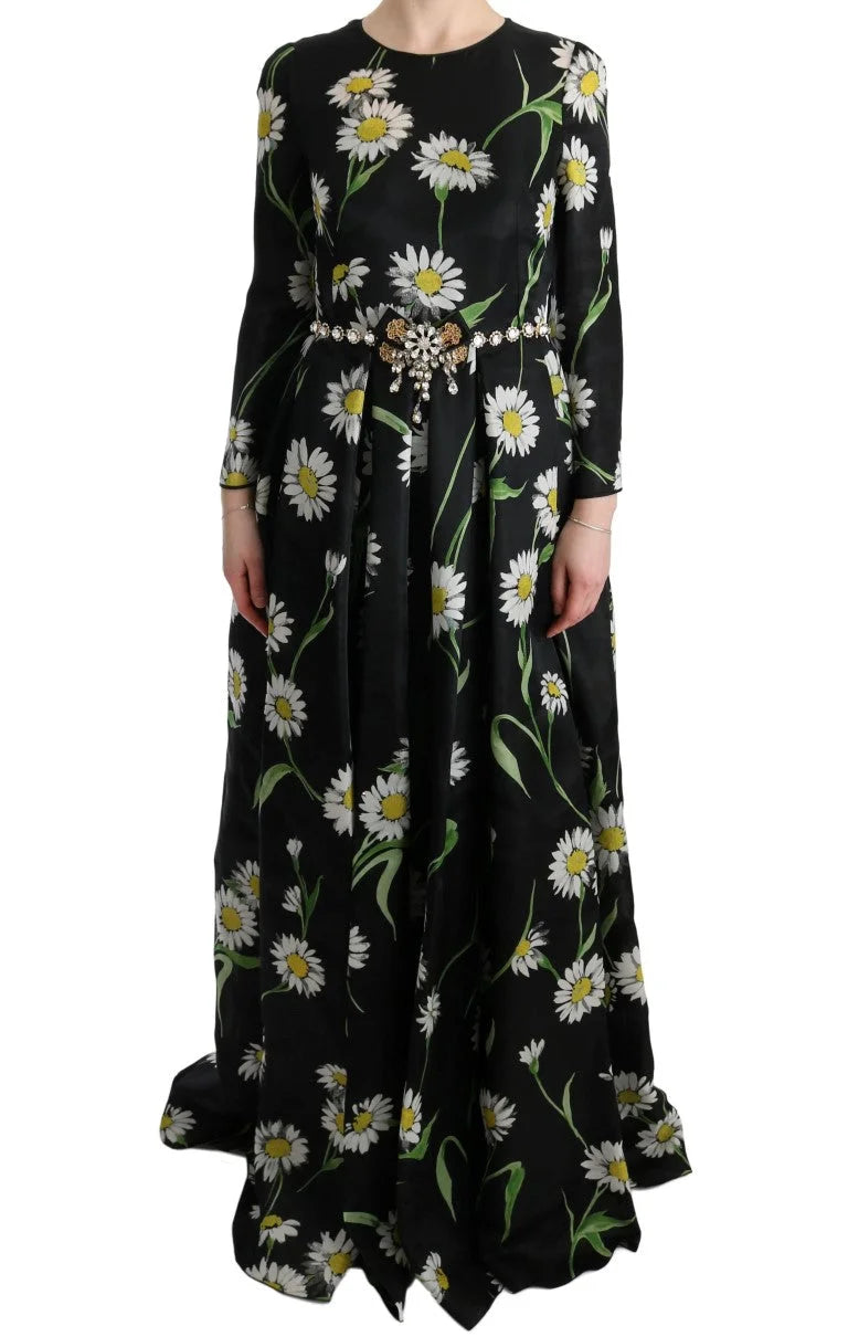 Dolce & Gabbana Multicolor Silk Sunflower Print Long Maxi Dress - IT38|XS - Dresses