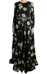 Dolce & Gabbana Multicolor Silk Sunflower Print Long Maxi Dress - IT38|XS - Dresses