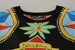 Dolce & Gabbana Multicolor Soldier Carretto Silk Top T-shirt - IT36 | XS - T-Shirts