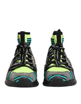 Dolce & Gabbana Multicolor Sorrento high-top sock sneakers featuring a bold geometric pattern and logo branding.