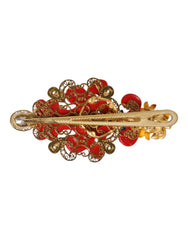 Dolce & Gabbana Multicolor Spring CARRETTO Gold Brass Crystal Hair Clip - Hair Pins Claws & Clips