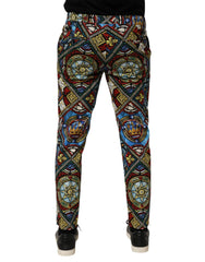 Dolce & Gabbana Multicolor Stained Glass Window Style Print Men Pants - Chinos