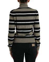 Dolce & Gabbana Multicolor Stripe Wool Logo Pullover Sweater - IT42|M - Sweaters