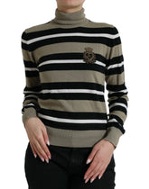Dolce & Gabbana Multicolor Stripe Wool Logo Pullover Sweater - IT42|M - Sweaters