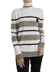 Dolce & Gabbana Multicolor Stripe Wool Logo Pullover Sweater - IT44 | L - Sweaters