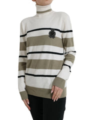 Dolce & Gabbana Multicolor Stripe Wool Logo Pullover Sweater - IT44 | L - Sweaters