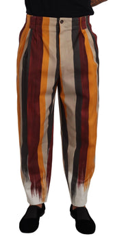 Dolce & Gabbana Multicolor Striped Cotton Tapered Trouser Pants - IT50 | L - Trousers