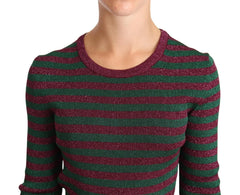 Dolce & Gabbana Multicolor Striped Crew Neck Pullover Sweater - Sweaters