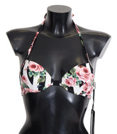 Dolce & Gabbana Multicolor Striped Rose Print Swimwear Bikini Tops - IT1 | XS - Swimwear Tops