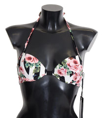 Dolce & Gabbana Multicolor Striped Rose Print Swimwear Bikini Tops - IT1 | XS - Swimwear Tops