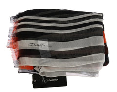 Dolce & Gabbana Multicolor Striped Silk Shawl Fringes Scarf - Scarves & Shawls