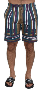 Dolce & Gabbana Multicolor Striped Stretch Cotton Shorts - Chino Shorts