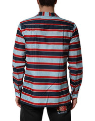 Dolce & Gabbana Multicolor Stripes Cotton Men Button Down Shirt - IT41 | L