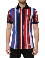 Dolce & Gabbana Multicolor Stripes Cotton Men Polo T-shirt - IT46 | S