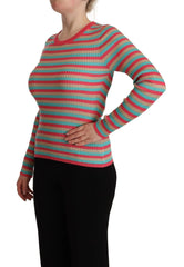 Dolce & Gabbana Multicolor Stripes Silk Crew Neck Pullover Top - IT44|L - Sweaters