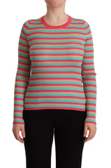 Dolce & Gabbana Multicolor Stripes Silk Crew Neck Pullover Top - IT44|L - Sweaters
