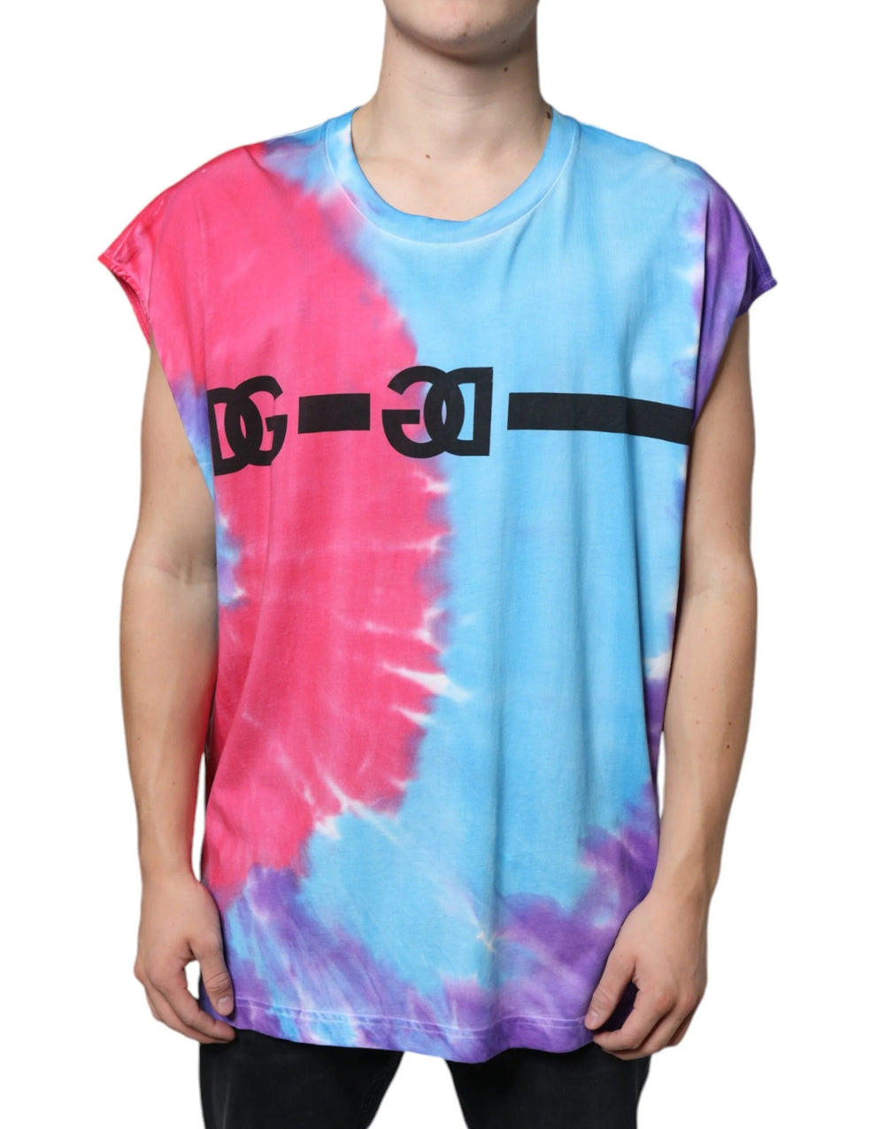 Dolce & Gabbana Multicolor Tie Dye Cotton Sleeveless T-shirt - IT52 | XL - T-Shirts
