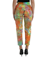 Dolce & Gabbana Multicolor Tie Dye Sequined High Waist Cropped Pants - IT40|S - Trousers