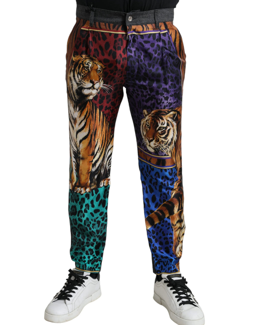 Dolce & Gabbana Multicolor Tiger Cotton Loose Denim Jeans - IT50 | L - Jeans